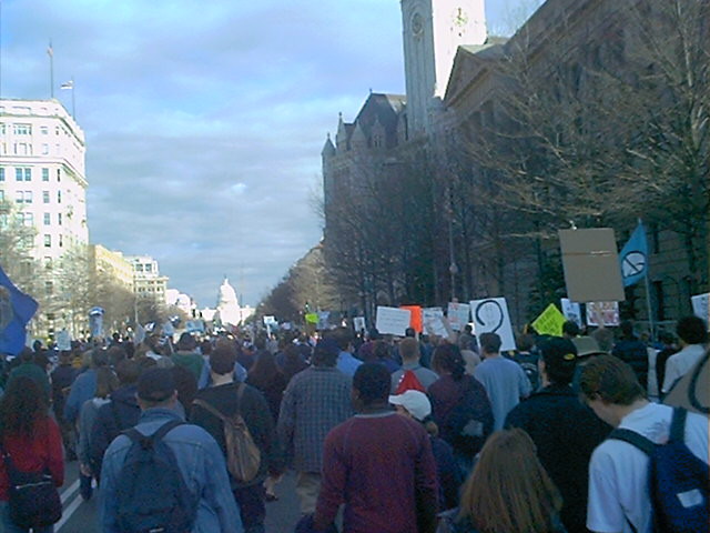 Looking down Pennsylvania Avenue at the Capitol Building